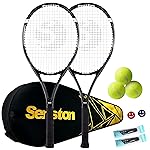 Senston Tennis Racket for Adults 2 Pack Tennis Racket Set Professional 27 inch Tennis Racquet Set Black