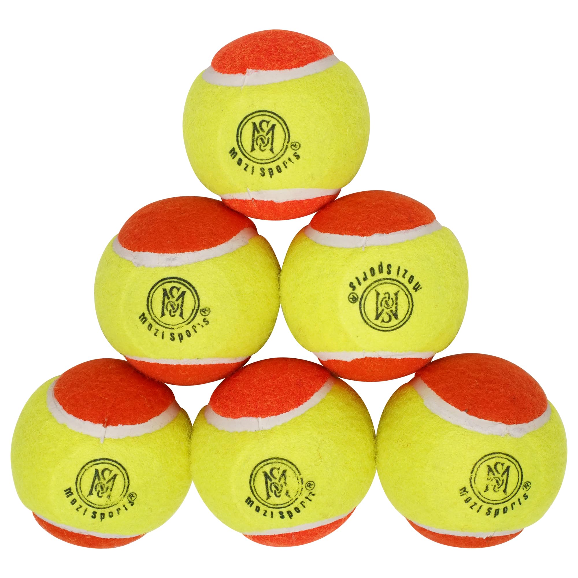 Mozi Sports Cricket Tennis Balls- Heavy Rubber Tennis Balls for Cricket Play Weight 120gm (Org/yell)