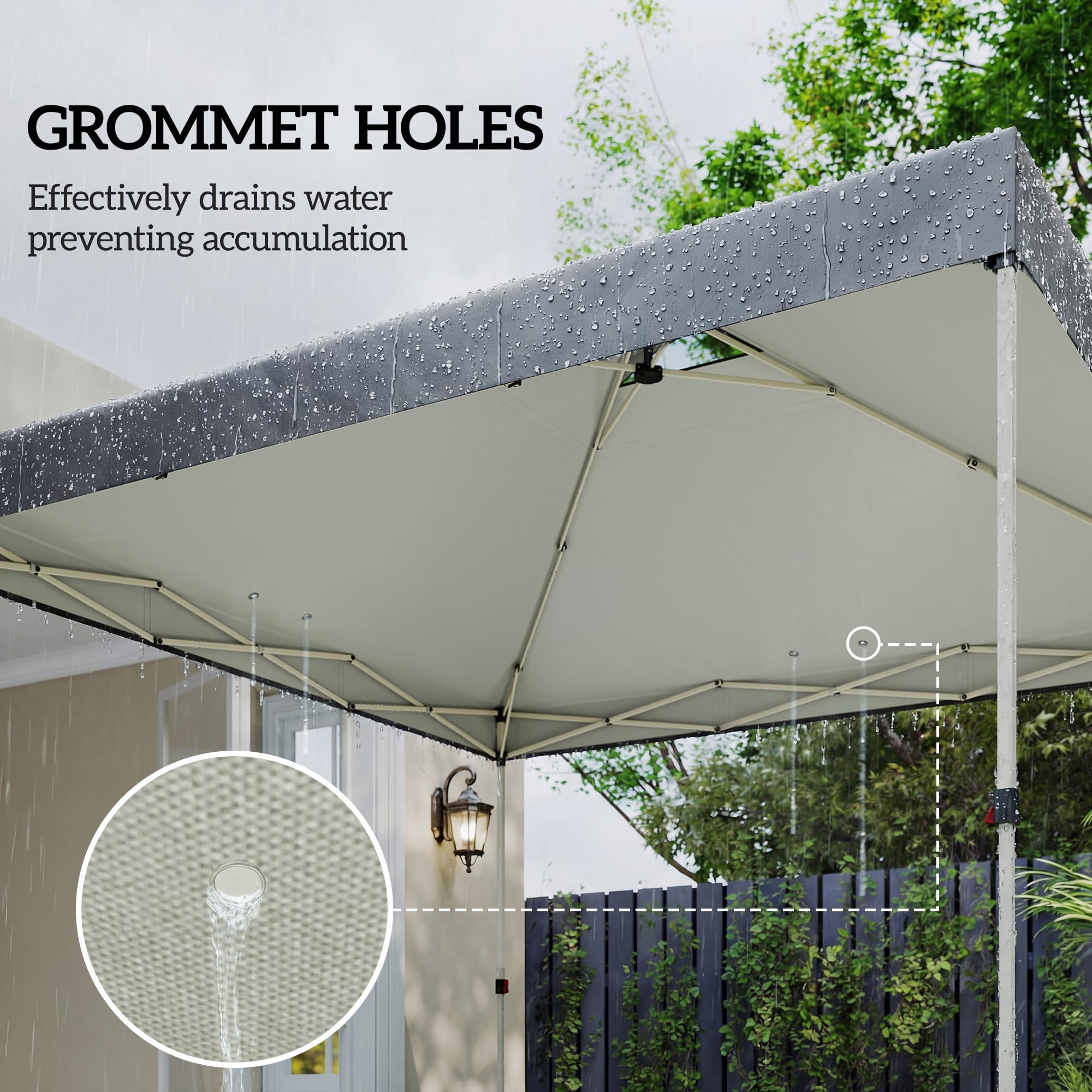 Outsunny 3 x 3(m) Pop Up Gazebo Canopy Replacement Cover with 8 Drainage Holes and Double Vents, UV50+ Waterproof Canopy Cover Replacement Top, Dark Grey — view 7