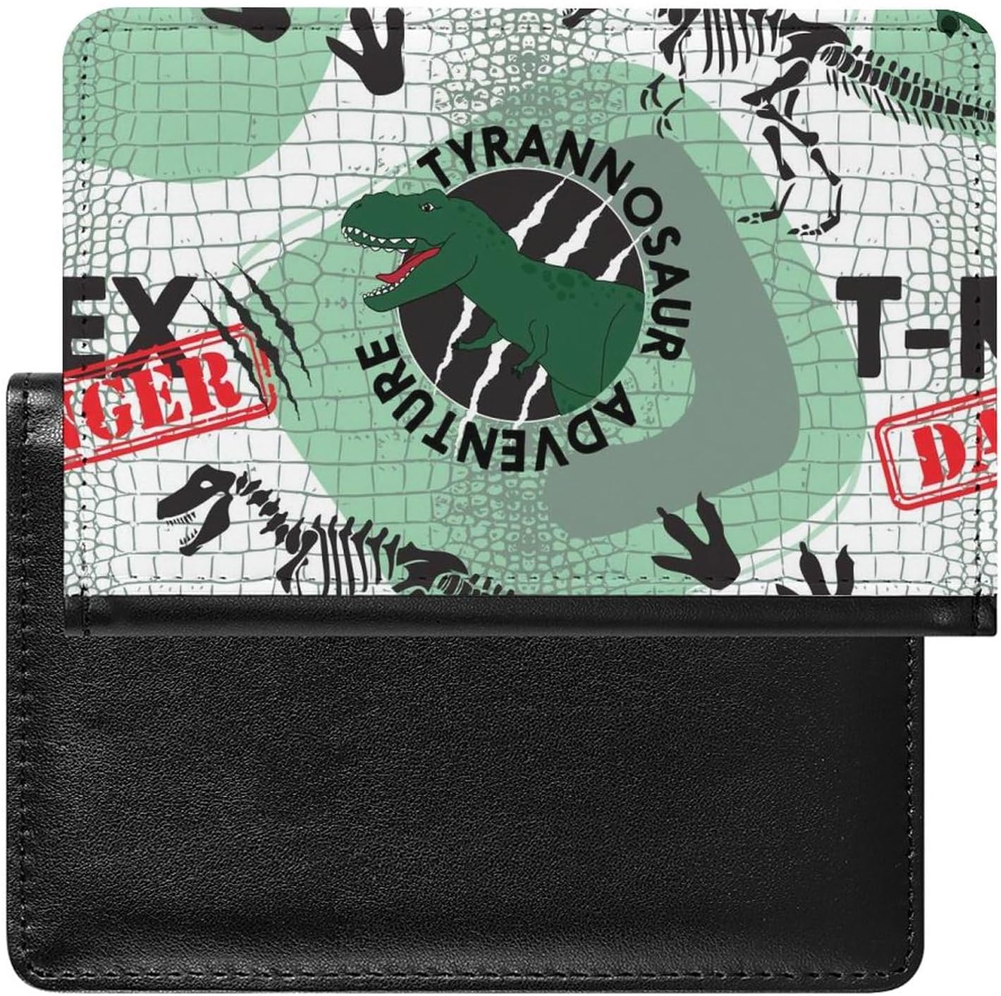 Passport And Vaccine Card Holder Combo Dinosaur Passport Cover Wallet Pu Card Case