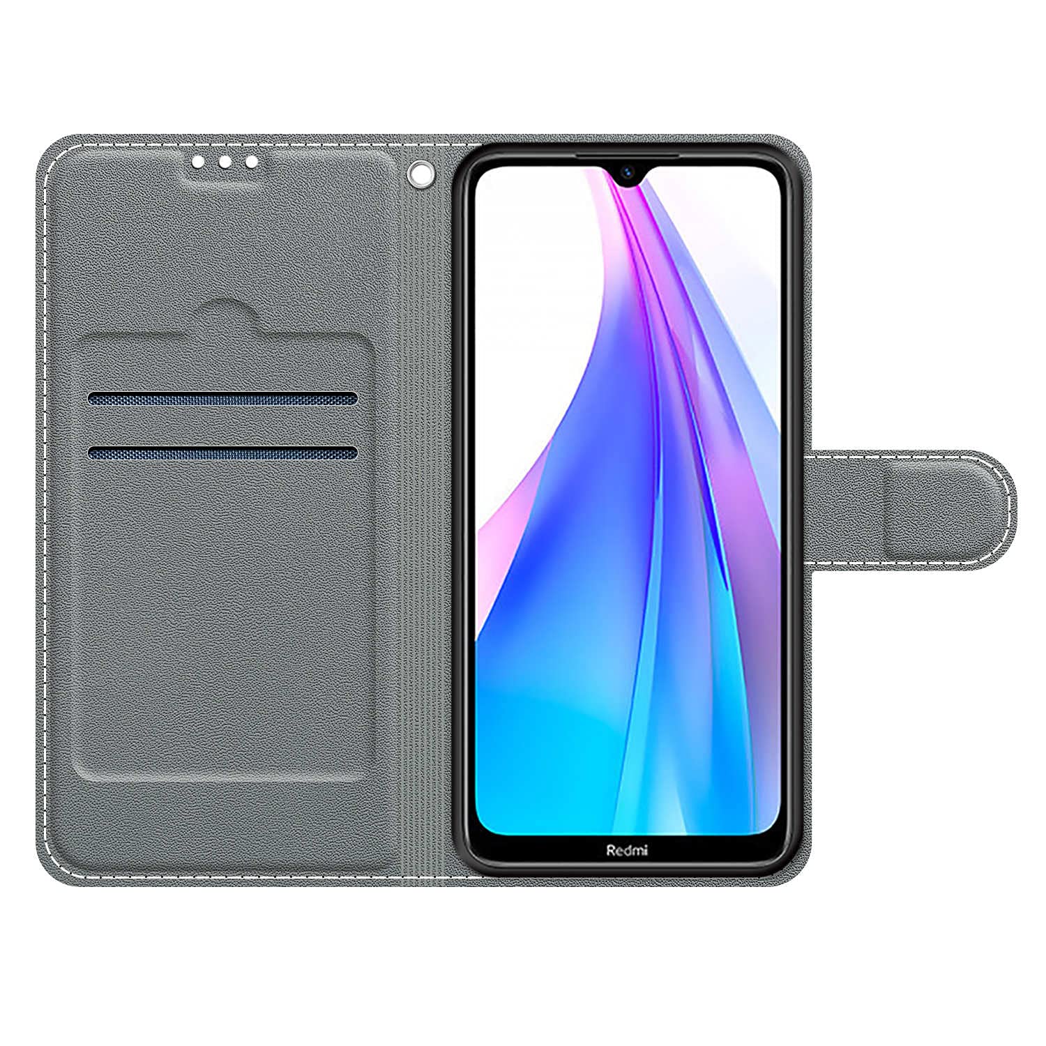 Cover A Libro In Pelle Per Xiaomi Redmi Note 8 (2019/2021) | Custodia Portafoglio Con Magneti, Slot Carte E Cordino | Rosa Argento