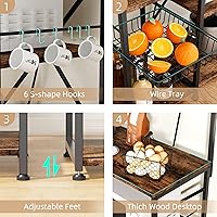 Vista 2 de JAMFLY Estante para hornear de cocina de 35.4 pulgadas con toma de corriente, mesa de café y soporte para microondas, estante de almacenamiento