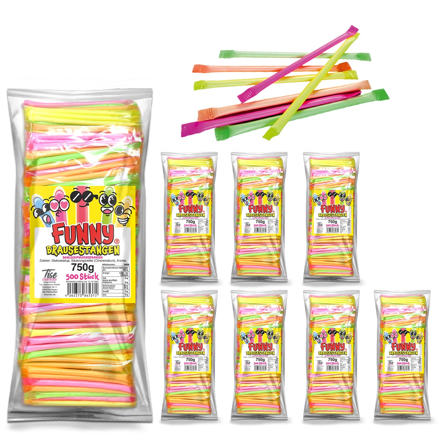 Tise Süsswaren Funny Brausestangen, Schleckpulver, 4000 Stück (6000g)