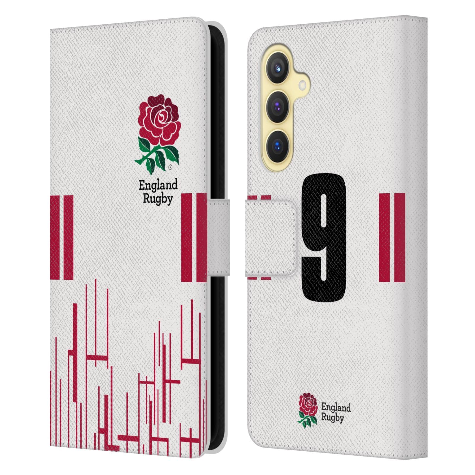 Funda Samsung S23 FE 5G England Rugby cuero libro carcasa protectora 7