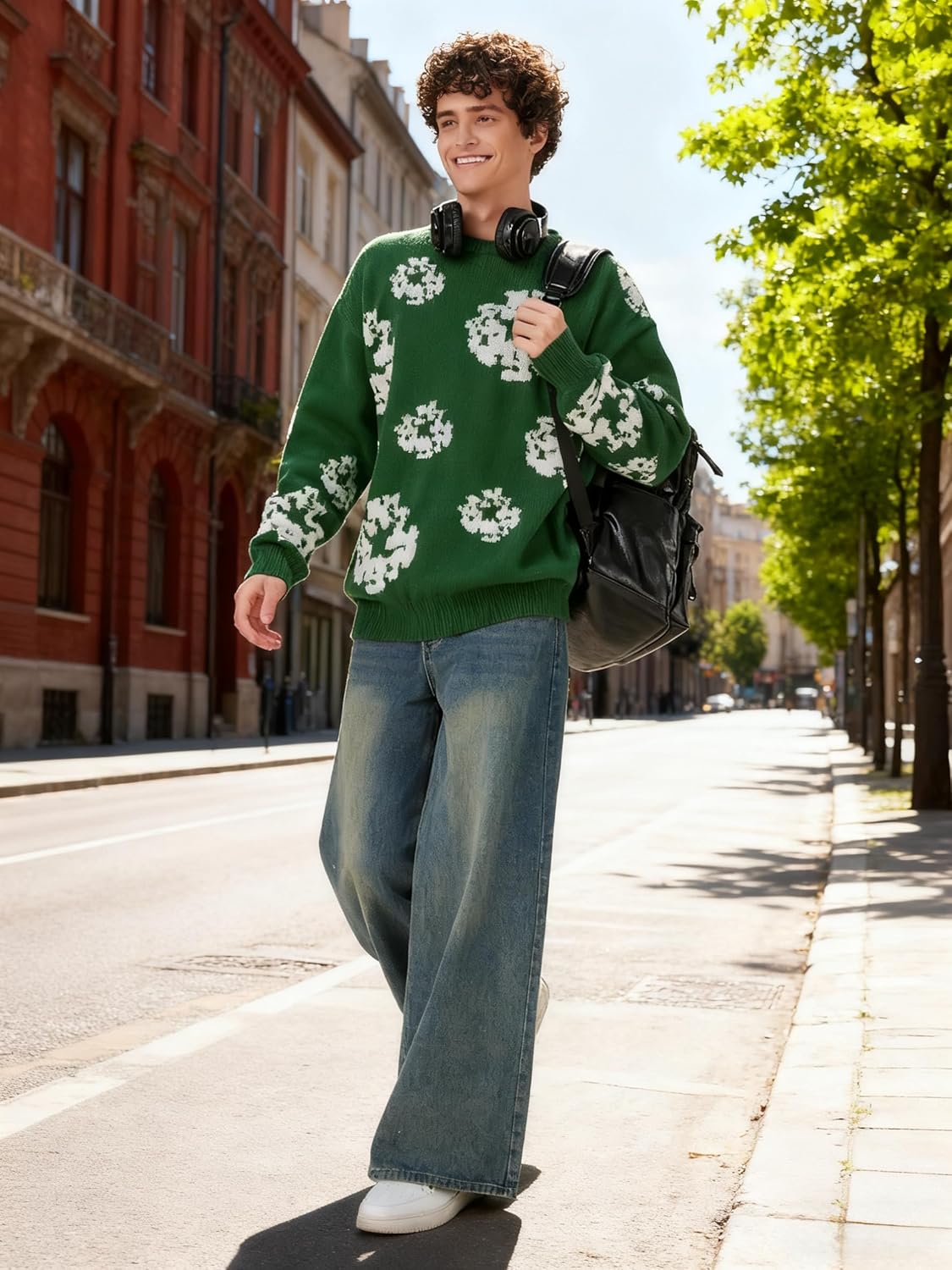 ZAFUL Oversized Mens Sweater Graphic Casual Crewneck Pullover for Y2K Vintage Streetwear Long Sleeve Aesthetic Knitwear - Image 6