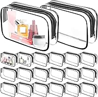KisSealed 20 Pack Clear PVC Makeup Bags - Waterproof Zipper Toiletry Pouches for Travel, Cosmetics & Vacations