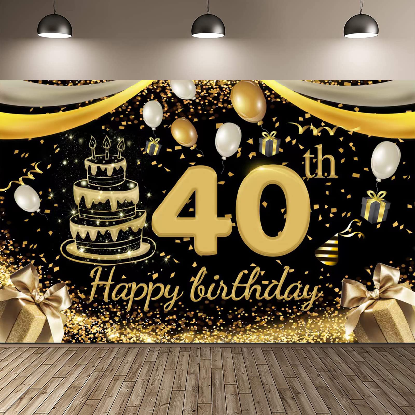 Buy Happy 40th Birthday Backdrop Banner 70.8 x 43.3 Inch, 40th Anniversary Birthday Photo Booth