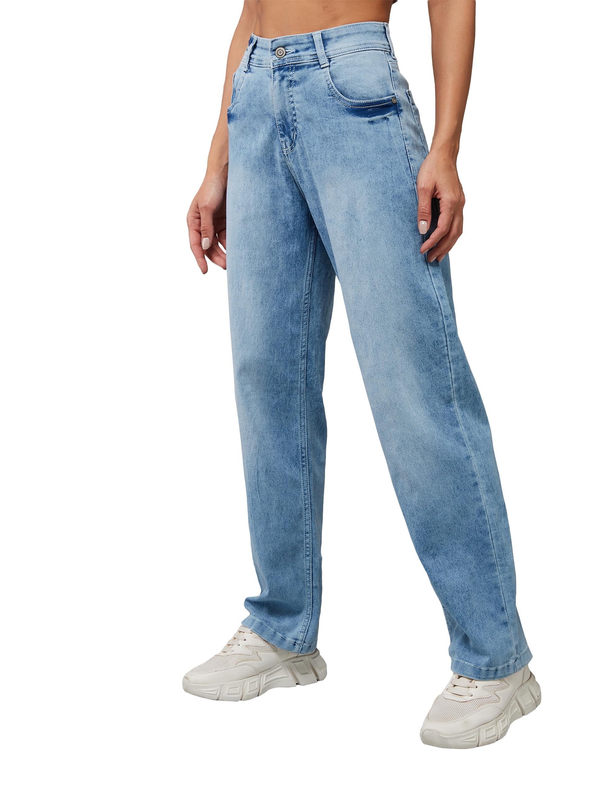 miss chase Women's Wide Leg High Rise Regular Length Stretchable Denim Jeans (Plus Size)-picture-35