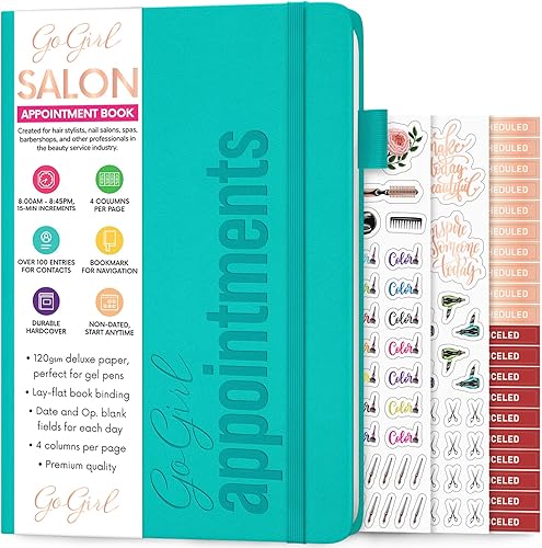 Miniatura 7 de GoGirl Libro de citas de salón - Libro de reservas para salones de belleza, spas, estilistas, esteticistas - Planificador de reservas aplicado, 7x10