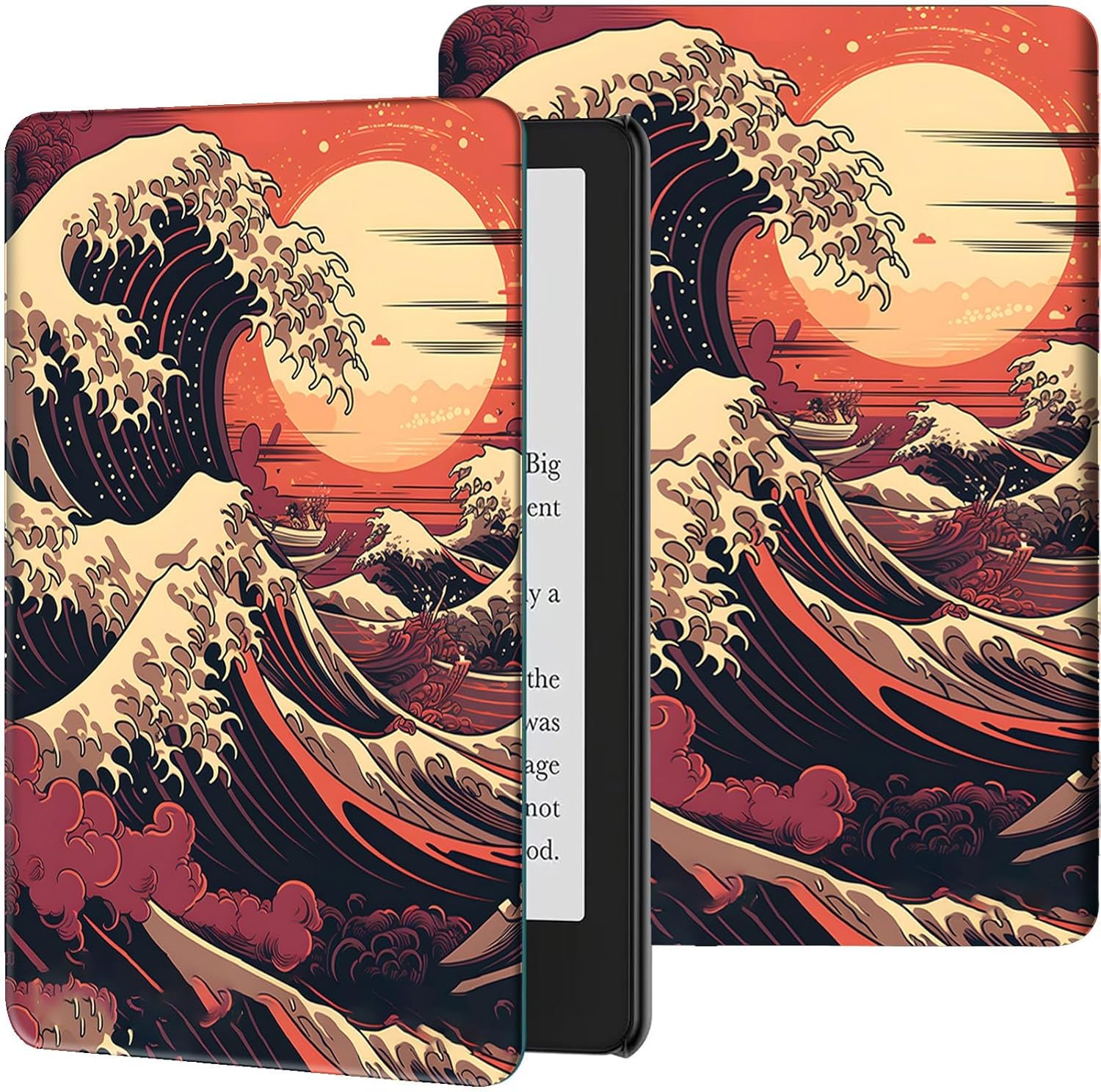 Slim Case for Kindle Paperwhite 12th Gen 2024 Released (7") & Kindle Colorsoft Signature Edition PU Leather Lightweight Adjustable Stand Smart Shell Cover with Auto Wake/Sleep, Cute Raccoon