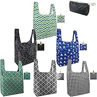 Vista 46 de BeeGreen Bolsas reutilizables para compras, compactas, bonitas, de color sólido, juego de 12 bolsas plegables de reciclaje con cremallera