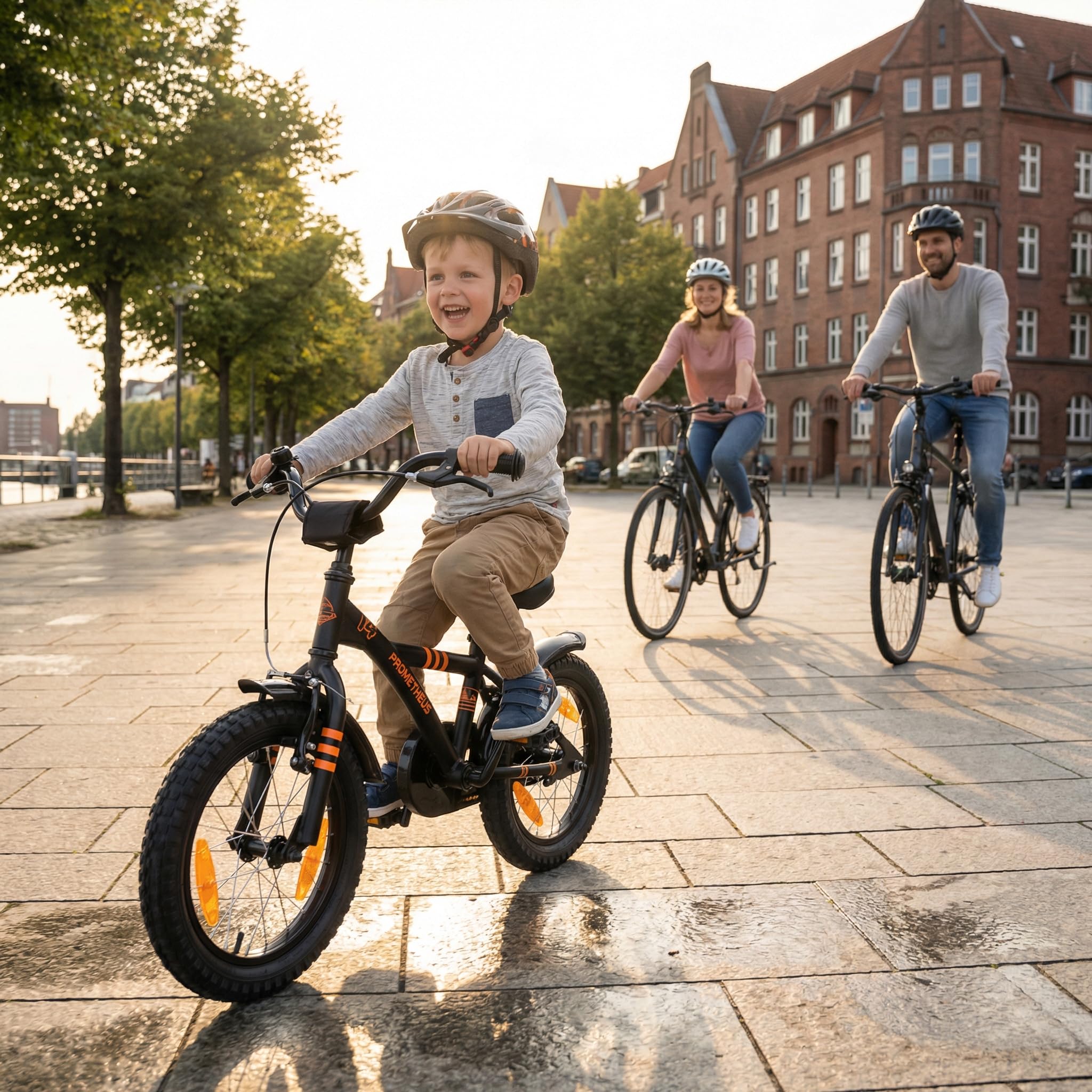 PROMETHEUS BICYCLES Velo Enfant 4 Ans Garcon vélo Fille 14 Pouces a Roulette pour 3 a 5 Ans - BMX en Noir Mat Orange