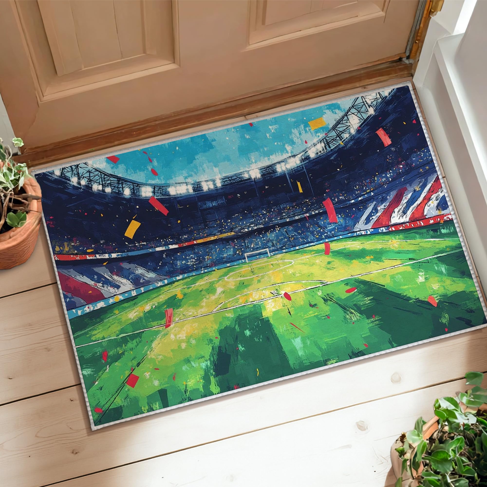 Tapis de stade vert antidérapant 0,6 x 0,9 m pour entrée et cuisine