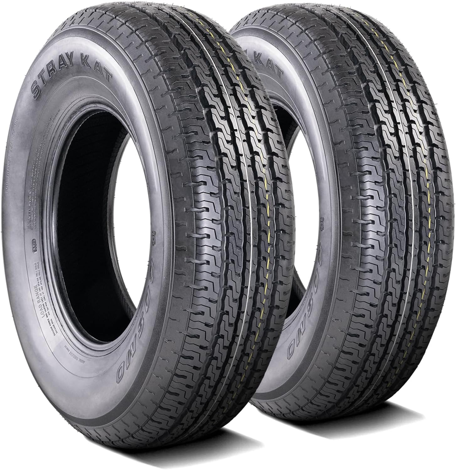 Set of 2 (TWO) Cosmo Tires Stray Kat Semi-Steel Premium Trailer Radial Tires-ST205/75R14 205/75/14 205/75-14 105/101M Load Range D LRD 8-Ply BSW Black Side Wall