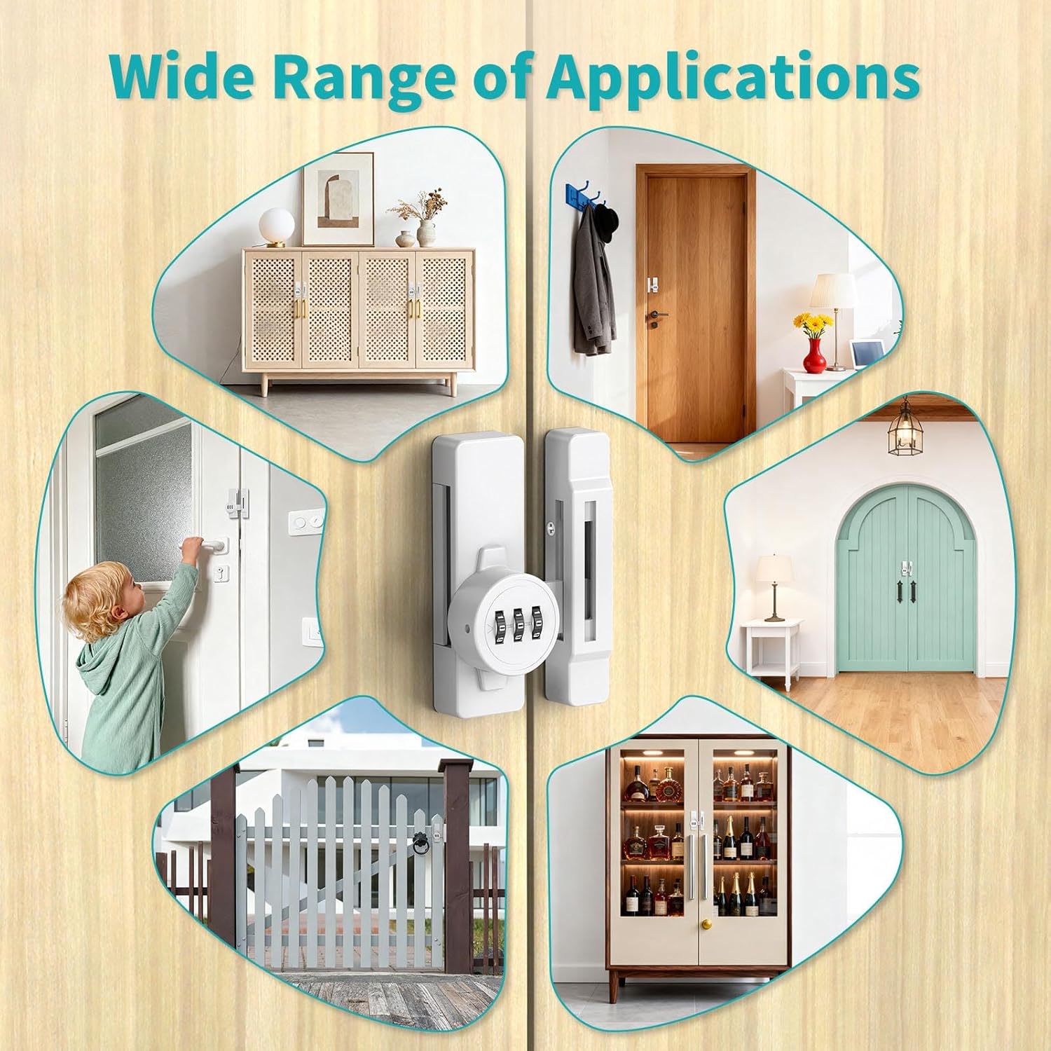 Barn Door Lock with Combination, 90/180 Degree Sliding Closet Door Lock, Keyless Password Door Latch for Bedroom, Shed, File Cabinet - Heavy Duty Zinc Alloy Security Latches (2, White)