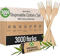 Vista 9 de Juego de cuchillos 100% de bambú, utensilios de cocina ecológicos (500 cuchillos compostables) Utensilios de bambú desechables o reutilizables