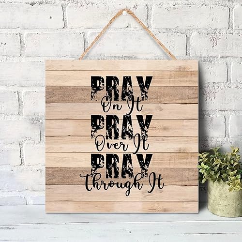 Miniatura 6 de Letrero de madera de 8 x 8 pulgadas con cita inspiradora, idea de regalo inspirador, decoración de pared, retro, de madera desgastada, para casa de