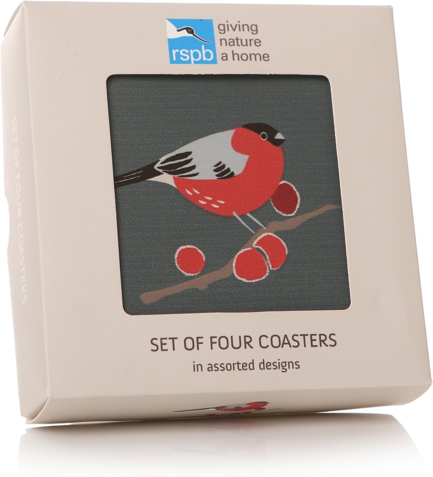Shruti Set of 4 Ceramic Hedgerow Birds Coasters in Gift Box designed by the RSPB
