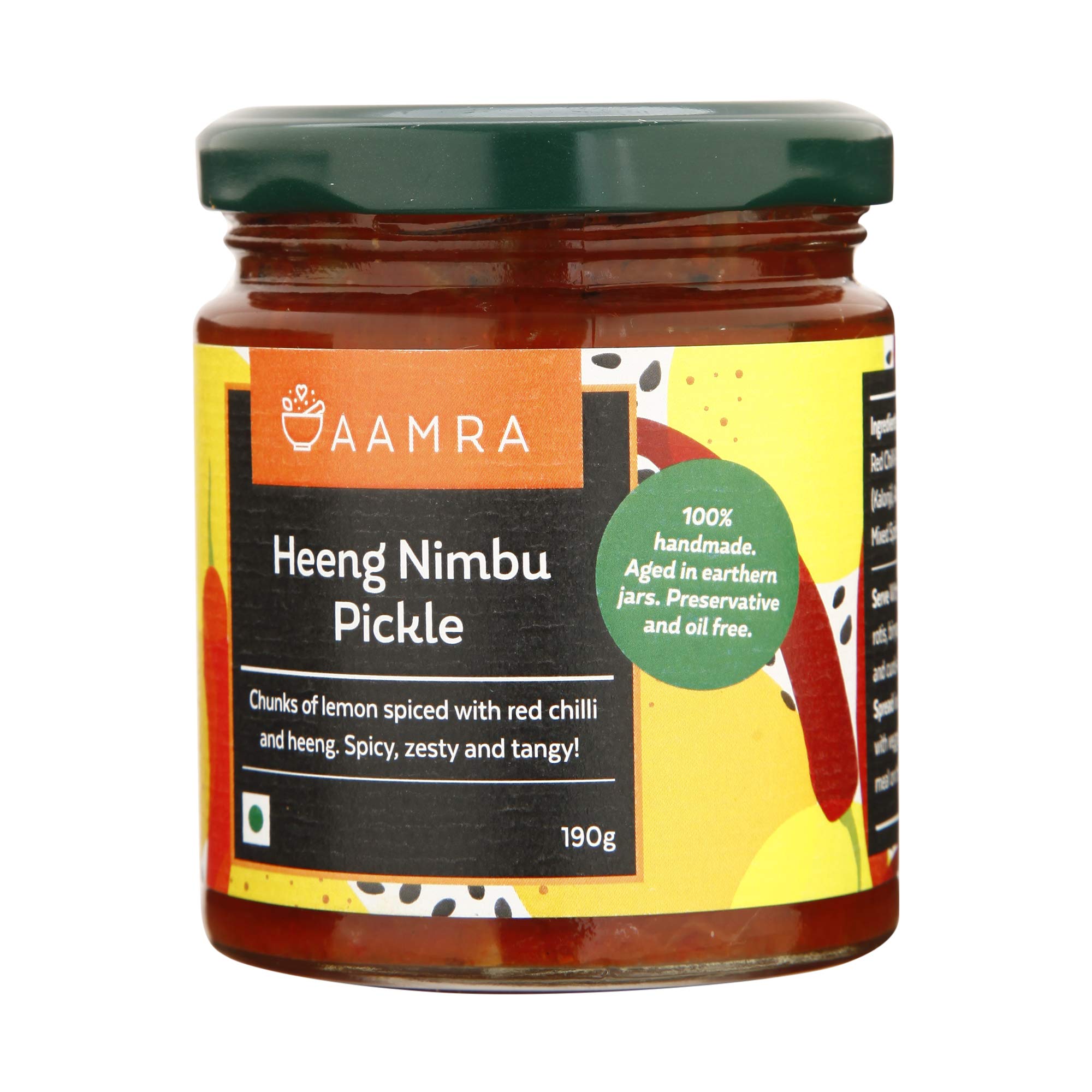 Aamra Homemade Traditional Heeng Nimbu Pickle, No preservatives, Oil Free 190gm 2