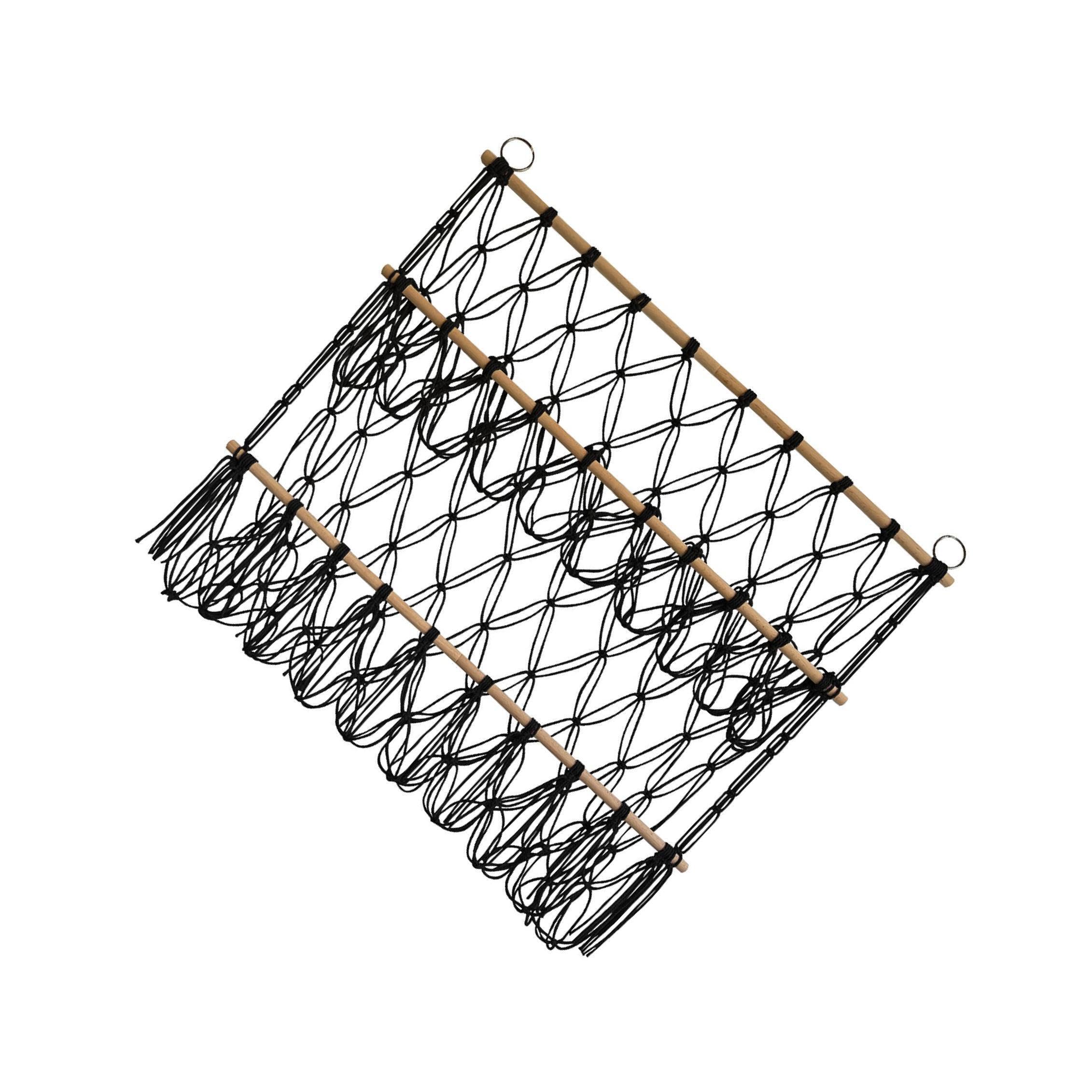 Zambuph Macrame Hanging Hammock Plush Toy Organizer Decorative Corner Storage Soft Toy Display And Storage Hammock Is For Displaying Stuffed Animal Ornaments, black, 80x75cm
