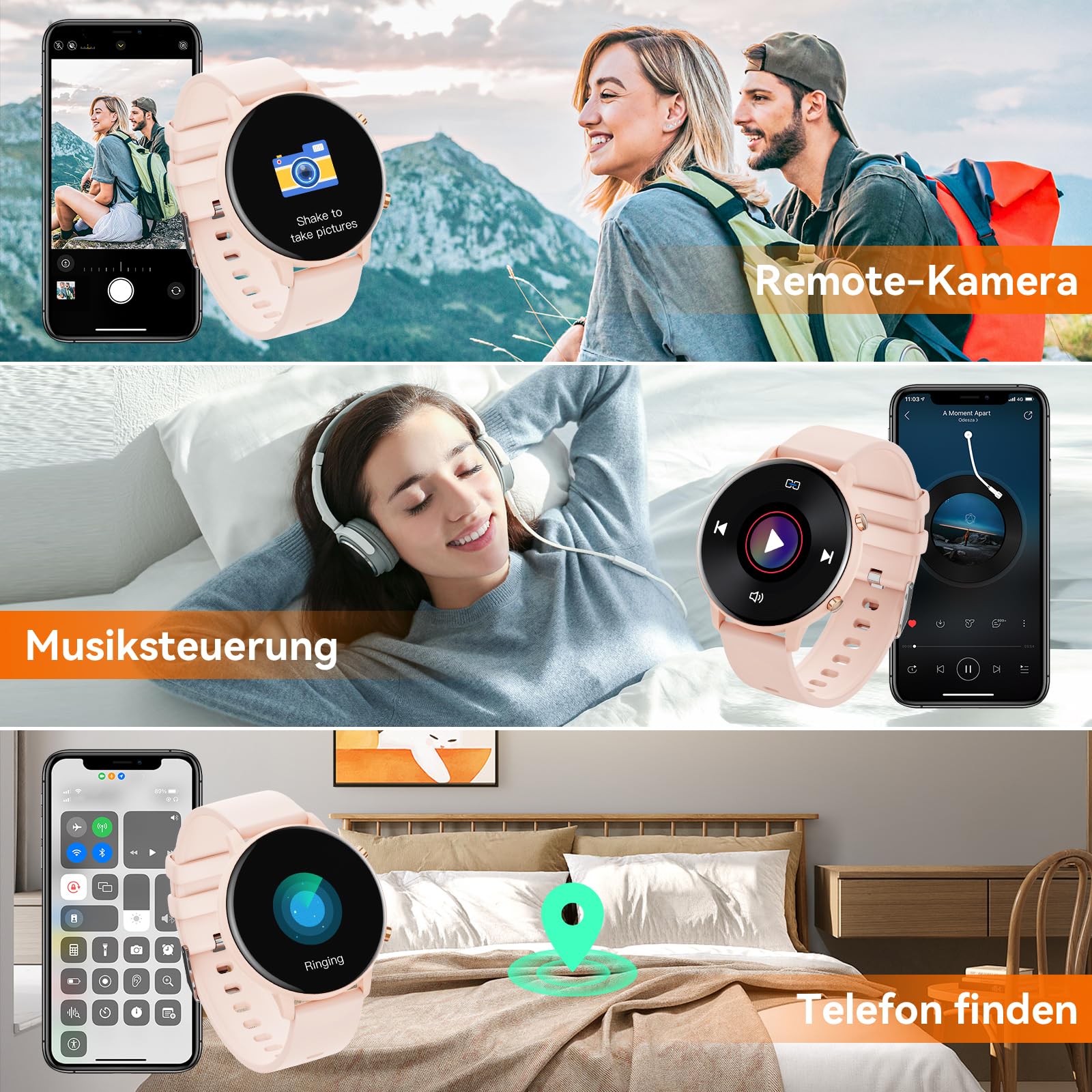 Hwagol Smartwatch Damen Herren, 1.39" Zoll Touchscreen Smart Watch mit Bluetooth Anrufe, Uhr Damen Herren mit 140+ Sportmodi SpO2 Pulsuhr Schlafmonitor Schrittzähler, Armbanduhr für iOS Android