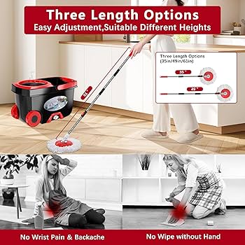 ルーシー Amazon.com: FunClean Spin Mop and Bucket,Mop and Bucket with