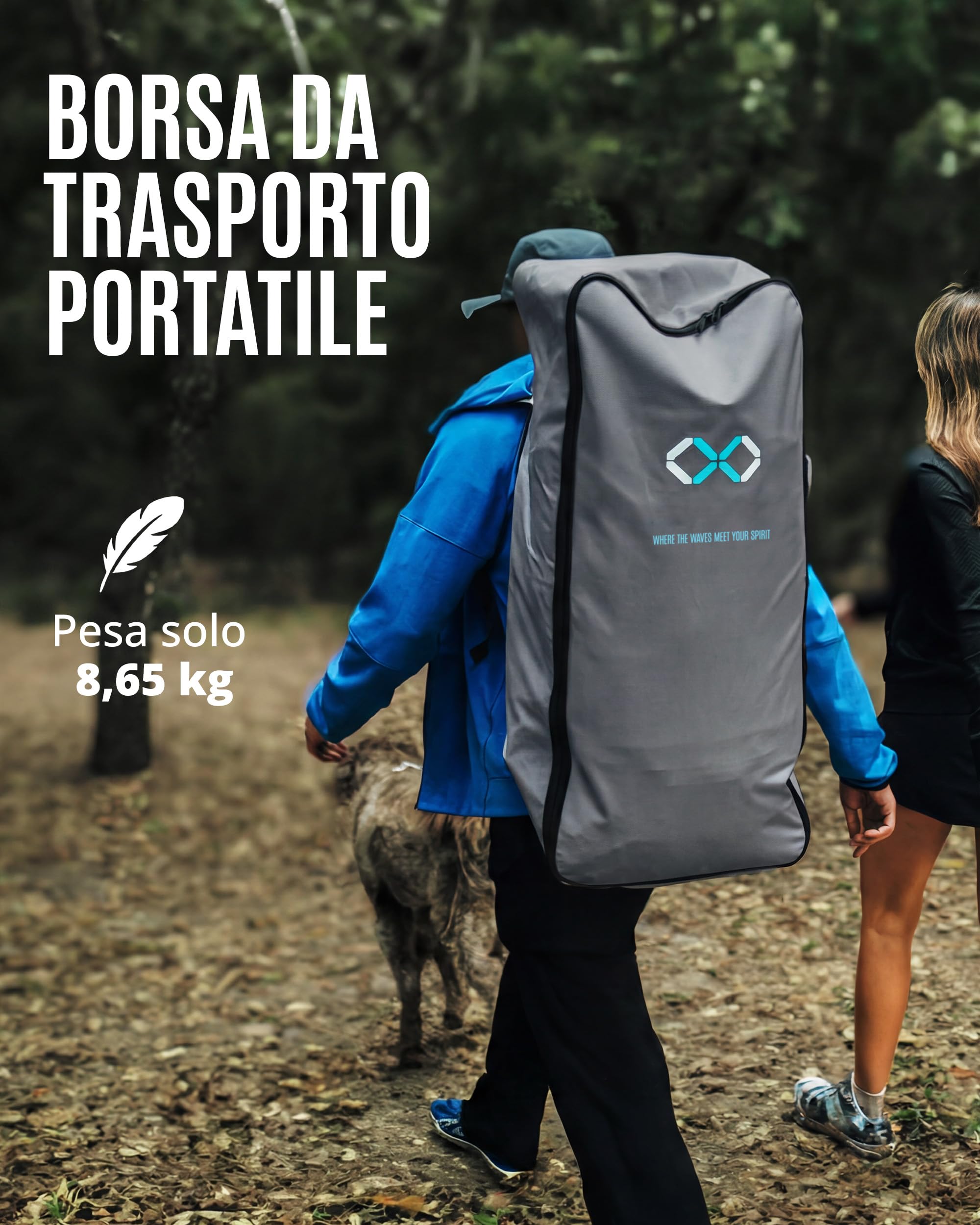 ZLX Sup Gonfiabile 350x83cm,SUP Touring Con Accessori Completi, Tavola SUP Max 230 Kg, Pinna Centrale Unica, Pad Deck Antiscivolo, Tavola SUP Gonfiabile Per Adulti, Principianti, Tutti I Livelli