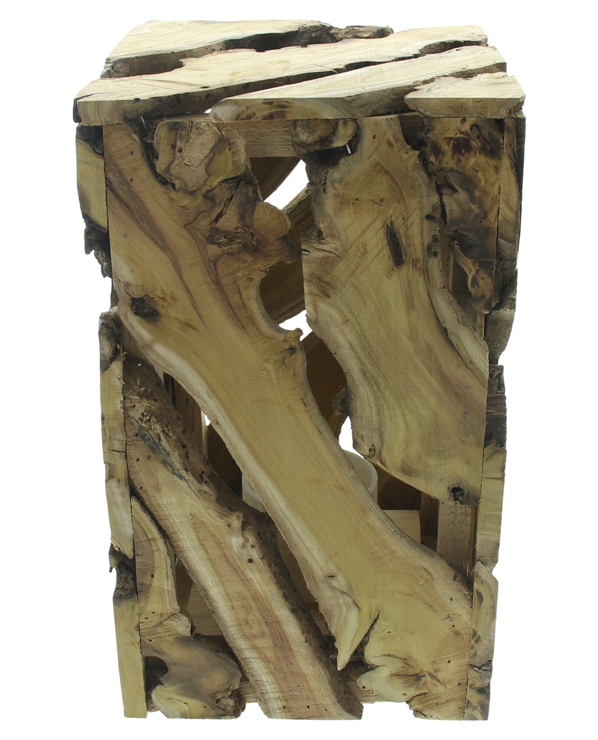 Dekoleidenschaft Colonne décorative rustique en bois, avec éclairage, décoration LED, colonne en bois, colonne pour salon
