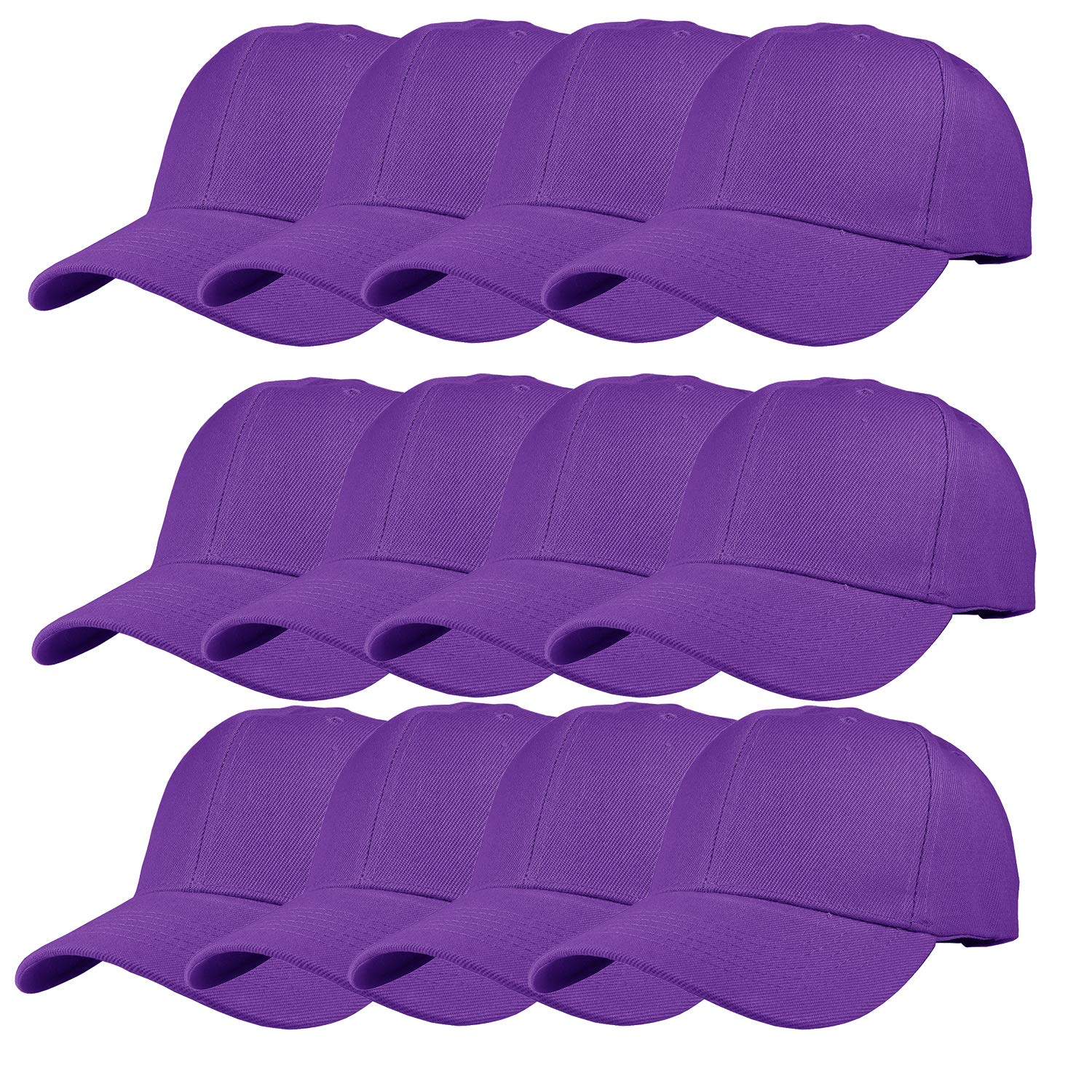 TZ Promise 12 Pack Wholesale Unisex Plain Solid Color Adjustable Baseball Caps Hats