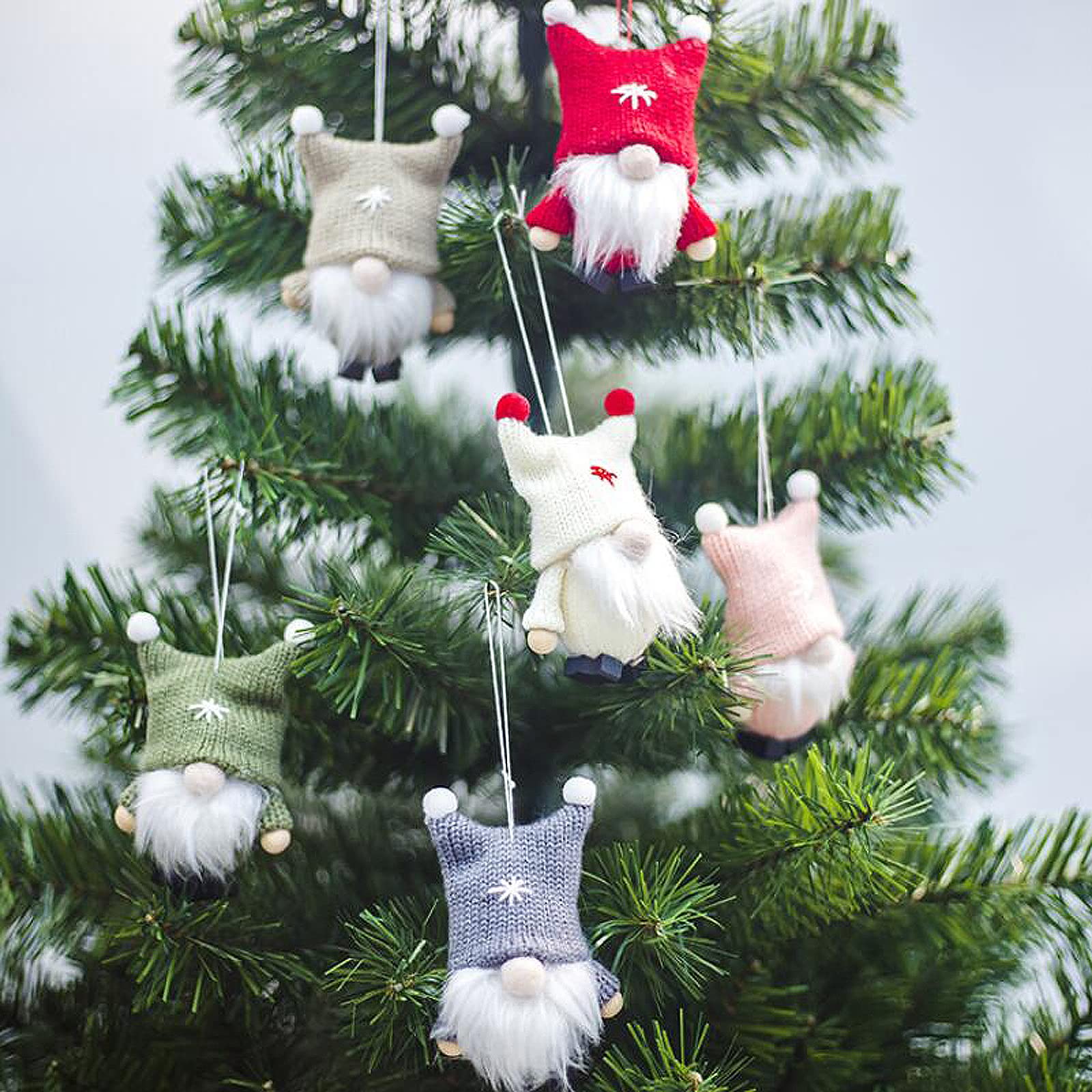 masanoya Christmas Tree Hanging Gnomes Ornaments Hanging Scandinavian Santa Swedish Handmade Plush Gnomes Santa Swedish Tomte Gnomes Doll Faceless Santa Elf Table Ornaments Home Decor (6pcs)