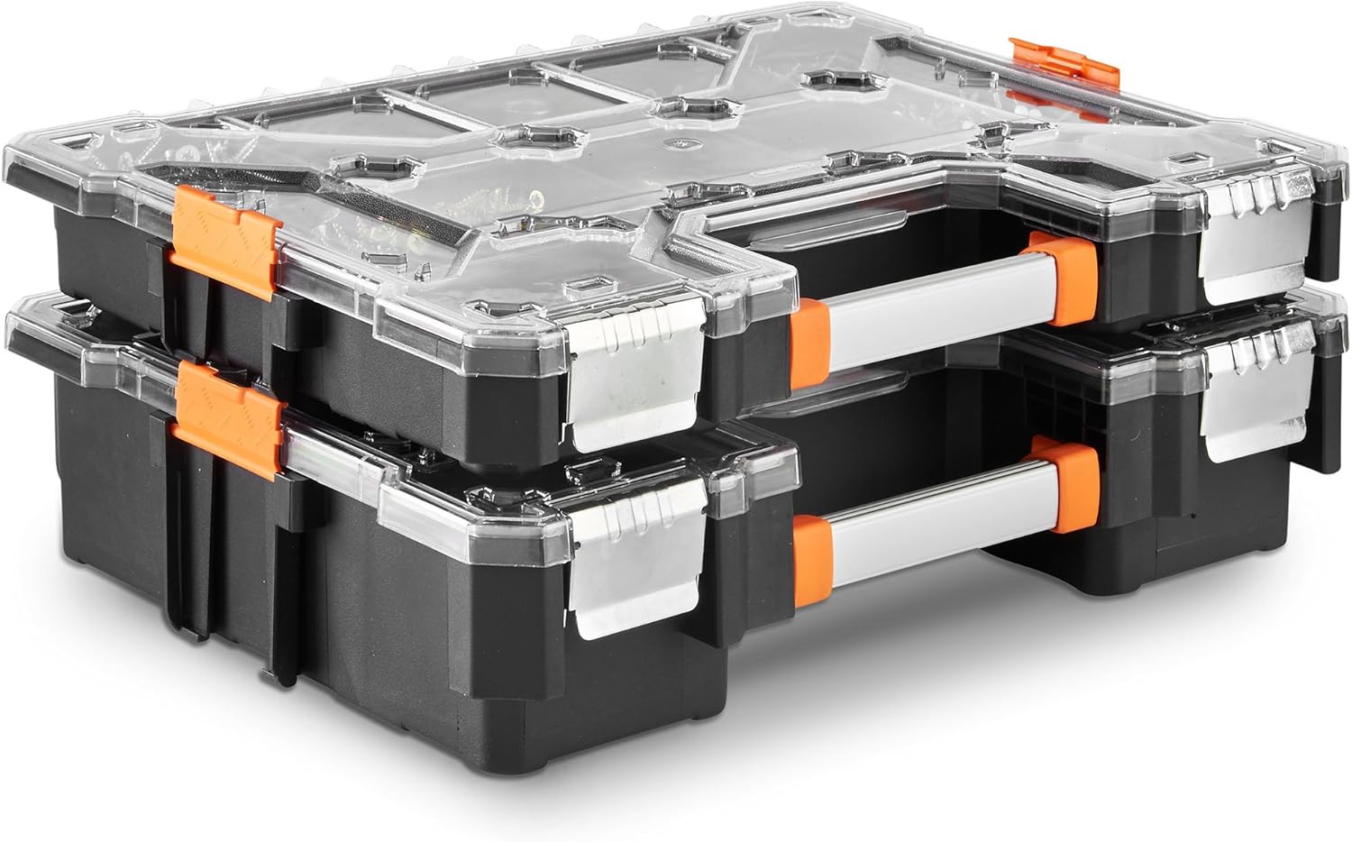 VonHaus Screw Box Deep Organizer Storage Box With Compartments Stackable Design 18” Heavy