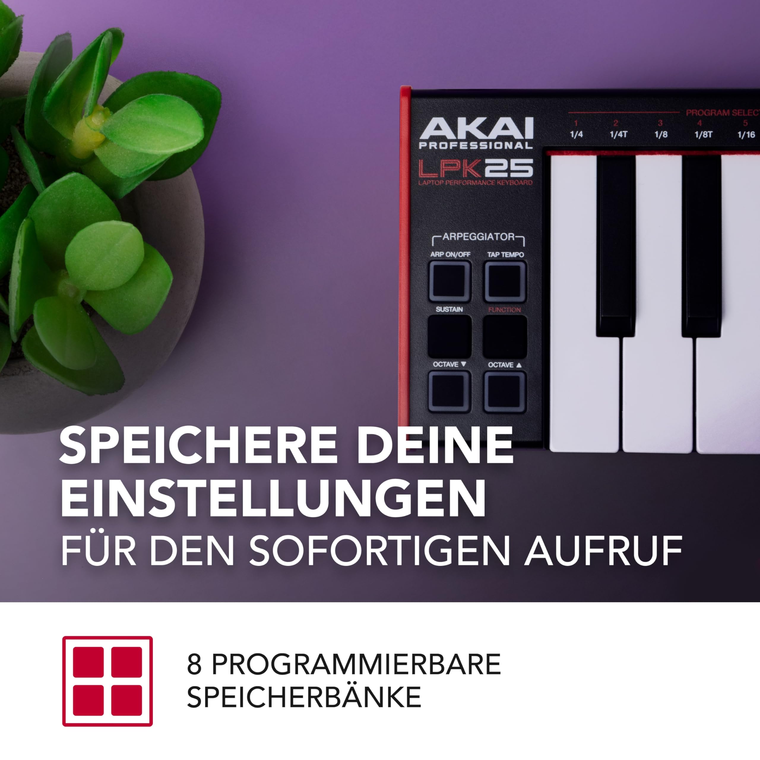 Akai Professional LPK25 - USB MIDI Keyboard Controller mit 25 Responsiven Synth-Tasten für Mac und PC, Arpeggiator und Musikproduktionssoftware