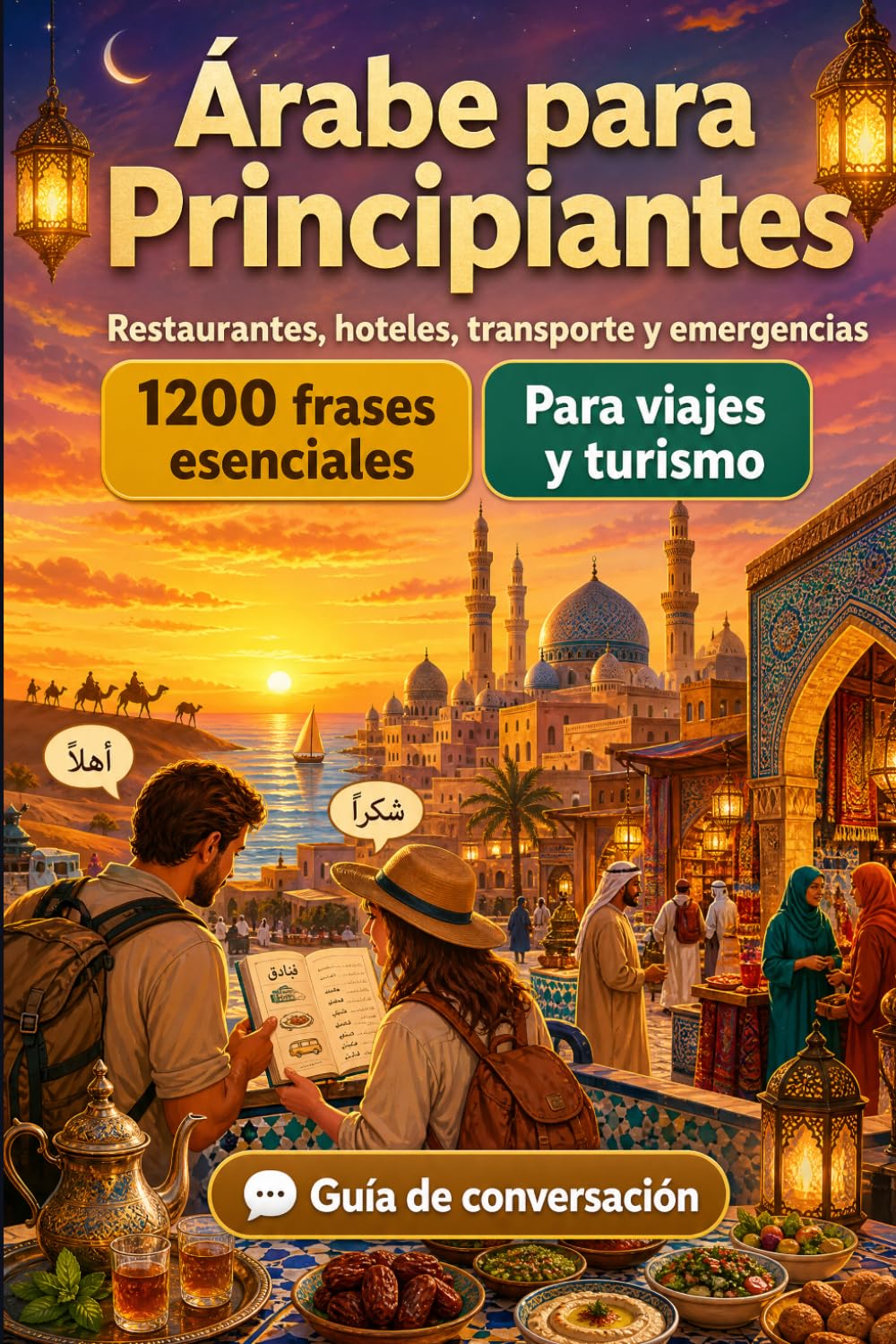Árabe Para Principiantes: 1200 frases esenciales en Árabe para viajar: Guía fácil de pronunciación, conversaciones cotidianas, restaurantes, hoteles, ... compras, emergencias y consejos culturales
