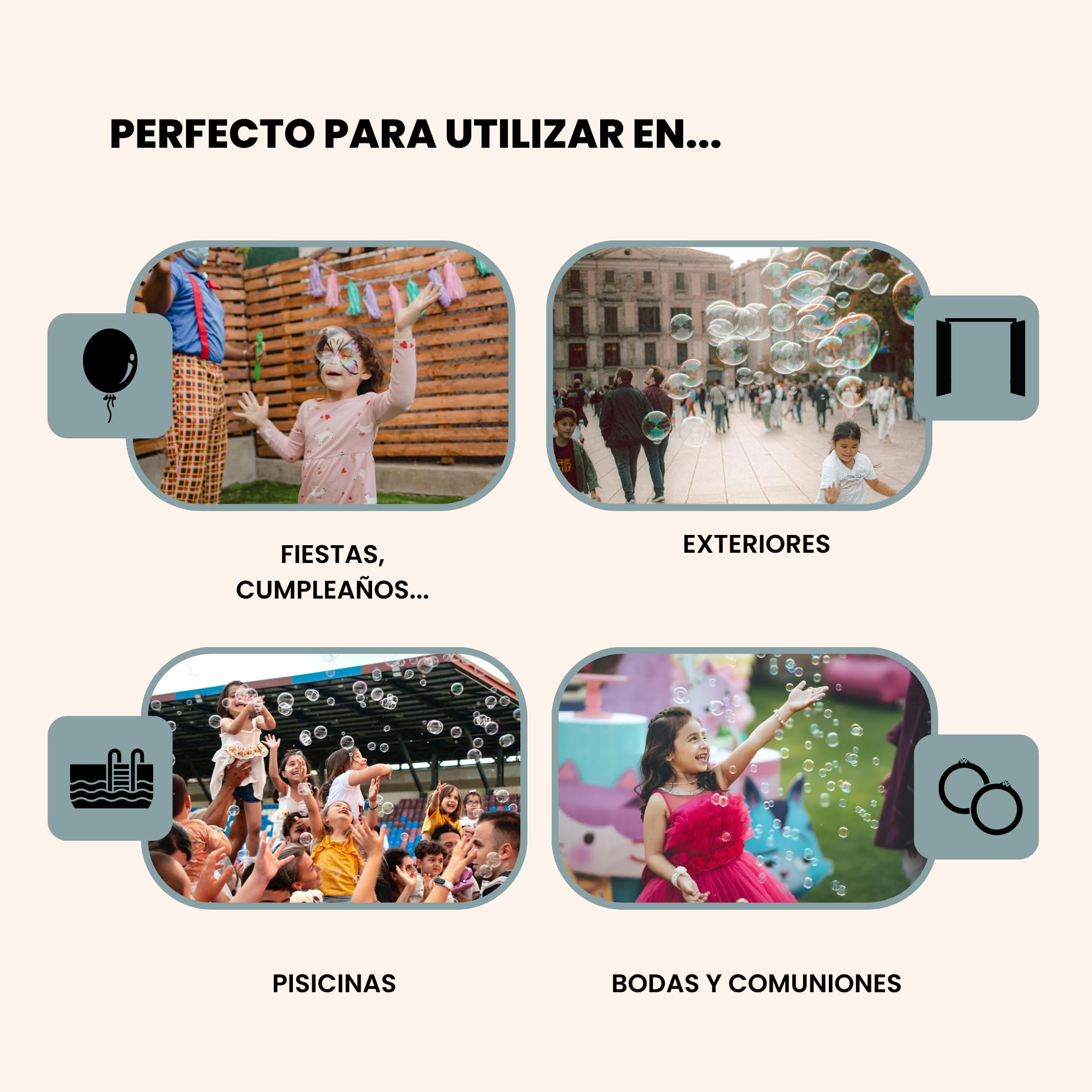 Set de 2 Pistolas de Burbujas Automatica con Luz y Musica + Botellas de Solucion – Juguete para Niños, Fiestas, Regalos y Verano al Aire Libre