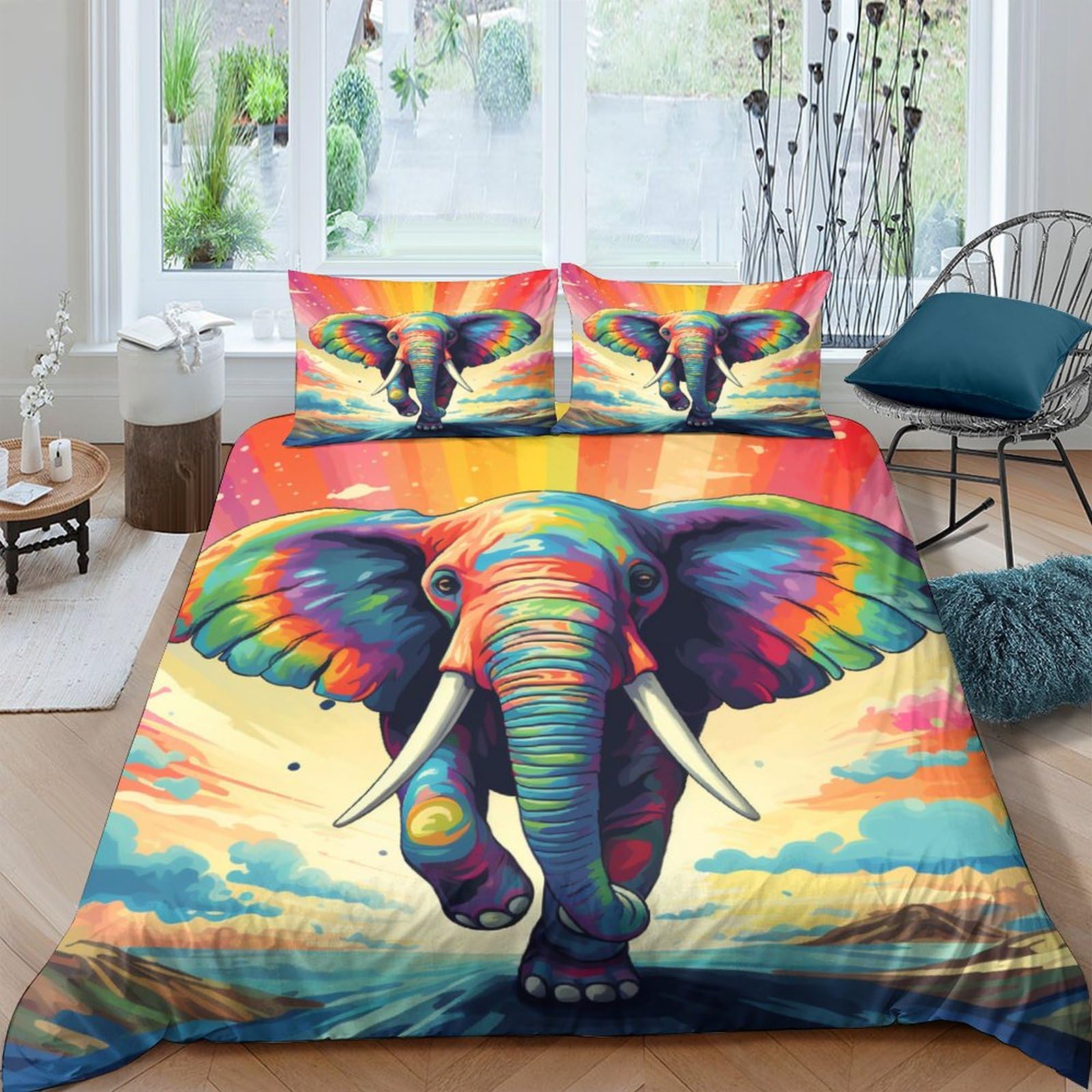 Parure de couette 3D éléphants et fourmis 200x200 cm : idée cadeau idéale