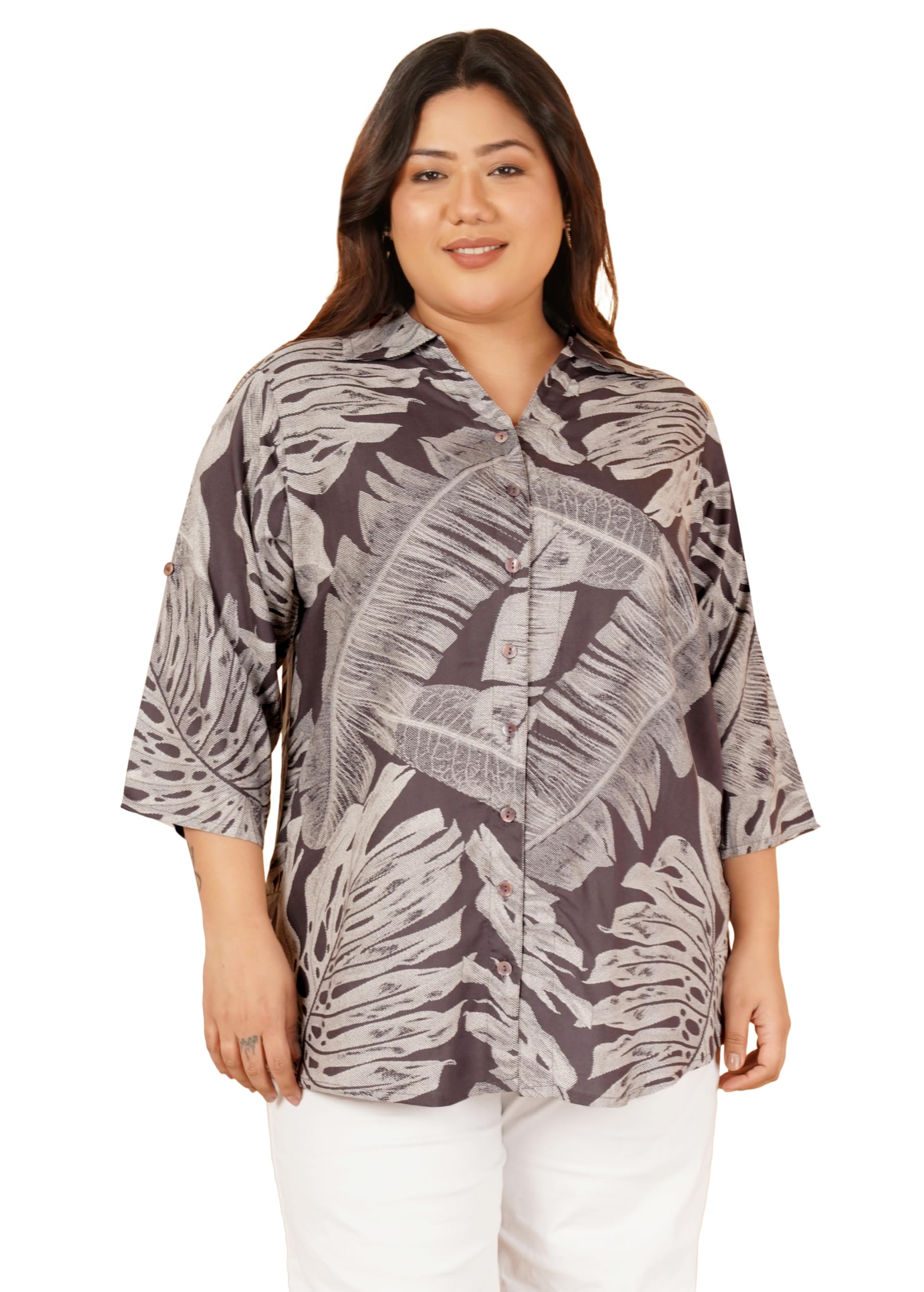 indietoga Women's Plus Size Viscose Rayon Printed Longline Shirt Tops (2XL to 7XL)-picture-32