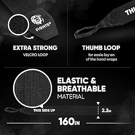 FIGHTR Boxing Handwraps 160 inches semi-Elastic Hand Wraps with Thumb Loop for Boxing, MMA, Muay Thai & Martial Arts