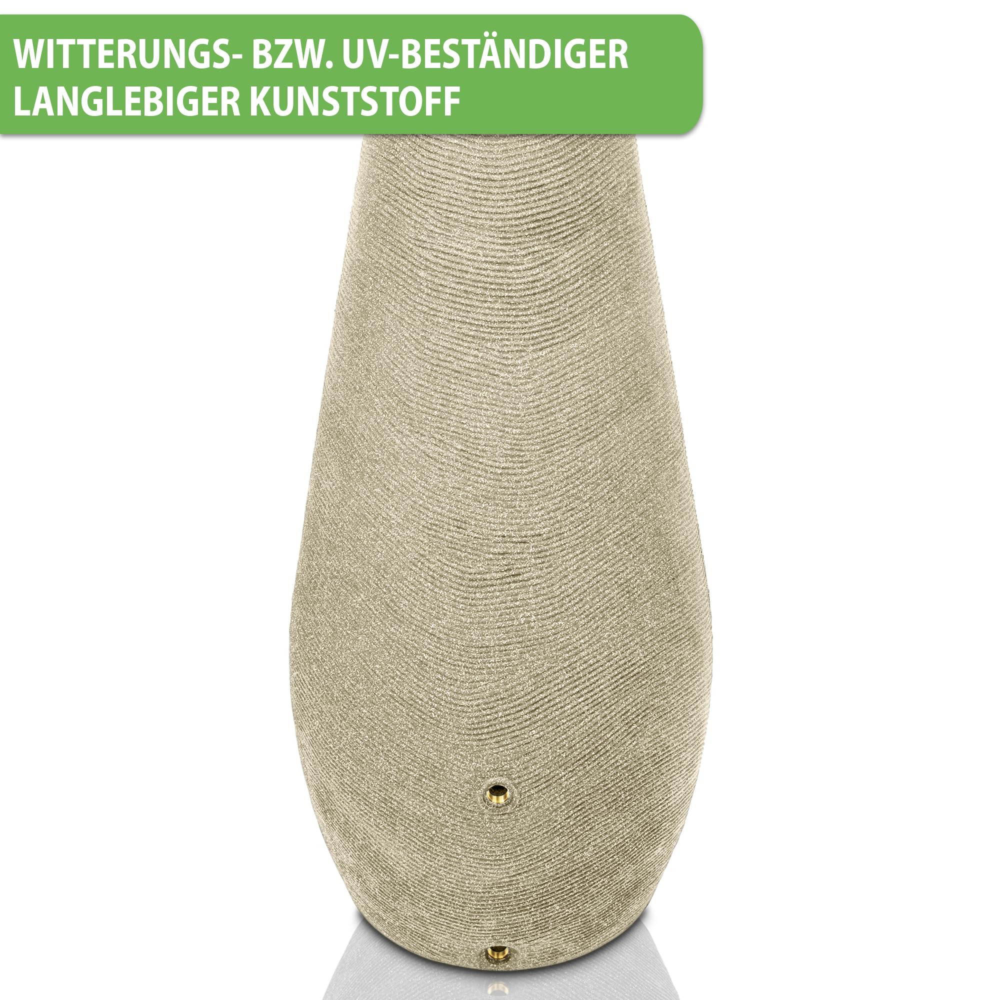 YourCasa Regentonne 200 Liter [EcoDrop] mit Metallgewinde und Deckel - Regenfass Frostsicher aus Kunststoff - Regenwassertonne - Regenwassertank Garten Wassertank Regensammler (Sand)