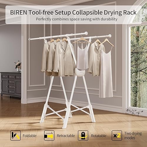 Miniatura 2 de BIREN Tendedero de Secado de Ropa Resistente Percheros de Ropa Tendedero de Lavandería Extensible Dos Modos de Secado Percheros para Secar Ropa,