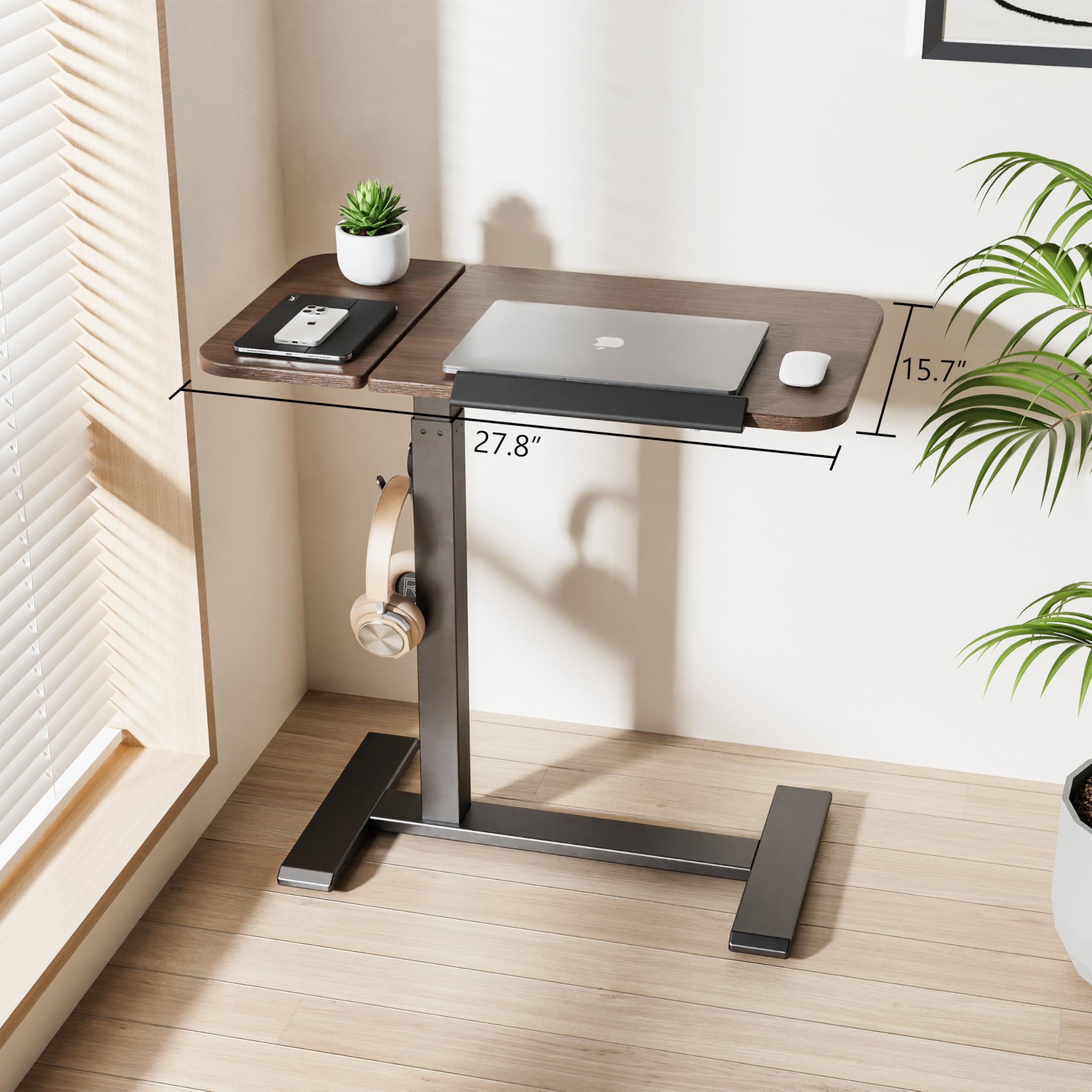 ETHU Stolik pod laptopa z regulacją wysokości, wielofunkcyjny stolik pomocniczy z uchylnym blatem roboczym i wpuszczanymi kółkami, mobilny stolik do łóżka, ergonomiczny stolik stojący do biura i domu