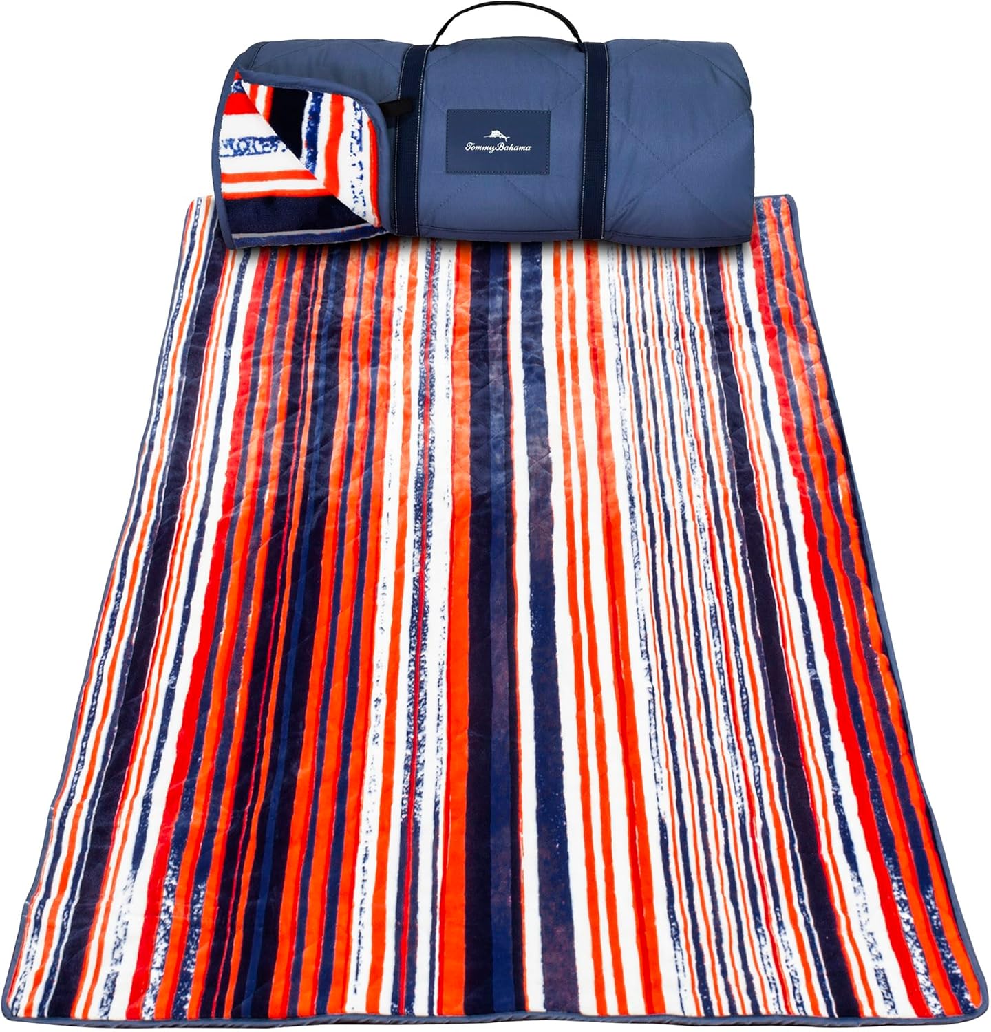 Tommy Bahama Outdoor Waterproof Picnic Blanket - Lightweight Portable Design with Carry Strap - Perfect for The Beach, Park, Camping, Concerts and More, 50" x 70"