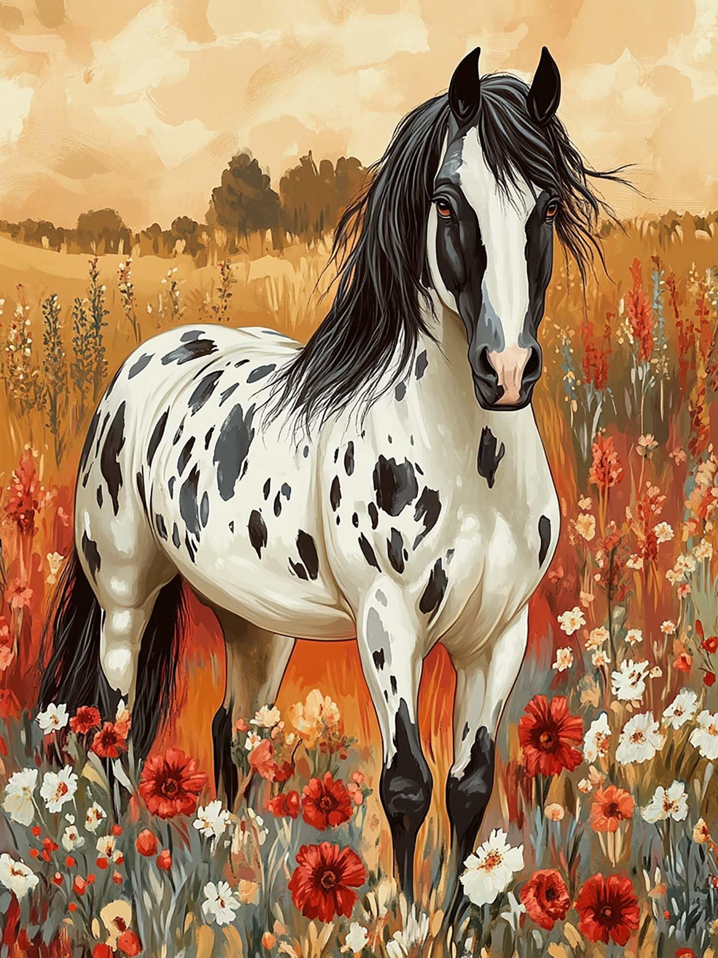 DPHERO Kit Peinture Diamant 5D Couple Cheval - Broderie Fleurs 30x40 Cm Pour Adultes Et Débutants
