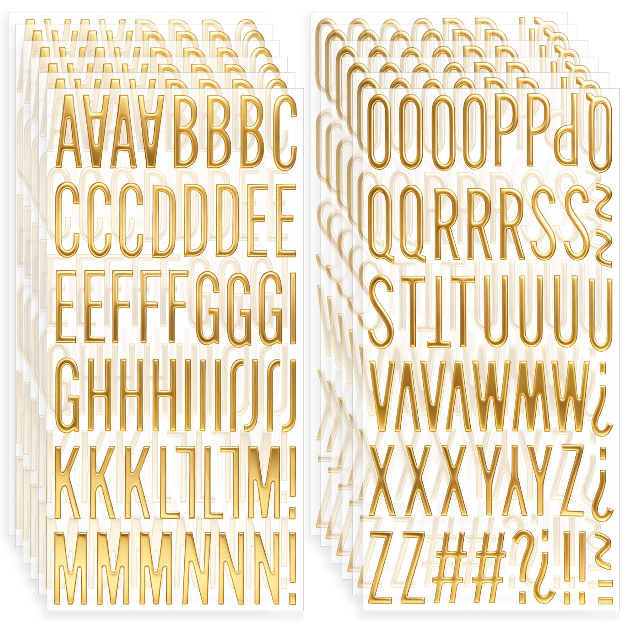 624Pcs Gold Letter Stickers,12 Sheets 3D Puffy Alphabet Stickers Waterproof Self Adhesive Golden Foam Letter Stickers for Scrapbooking Grad Cap Decoration Sign DIY Crafts Art Card Making