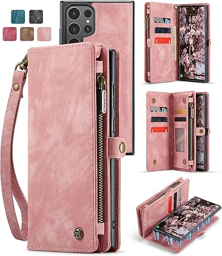 Miniatura 55 de SZHAIYU 2 in 1 Detachable for Samsung Galaxy S23 Ultra Wallet Case with Card Holder, Retro Premium Flip Leather Cover Magnetic Zipper Pocket Phone