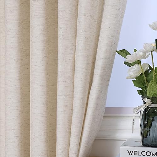 Miniatura 7 de WELTOP Cortinas con botones de 84 pulgadas de largo, 2 paneles de cortinas bohemias con botones para sala de estar, cortinas de lino con botones