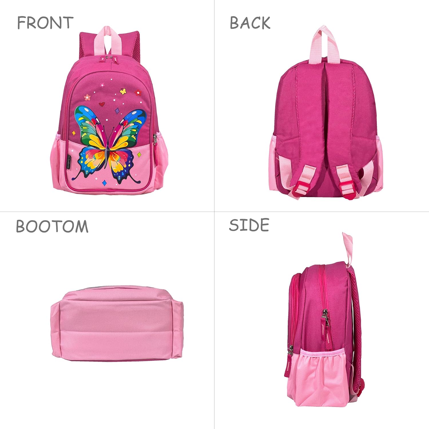 11 inch Kids Small Toddler Preschool Travel Backpack Cool Cute Cartoon Waterproof Daypack（Butterfly Pink） - Image 3
