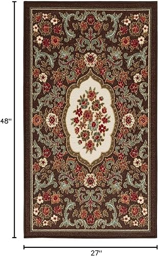 Miniatura 9 de Antep Rugs Alfombras antideslizantes (antideslizante) 5 x 7 parte trasera de goma moderna floral de bajo perfil para interiores (beige, 5 x 7 pies)