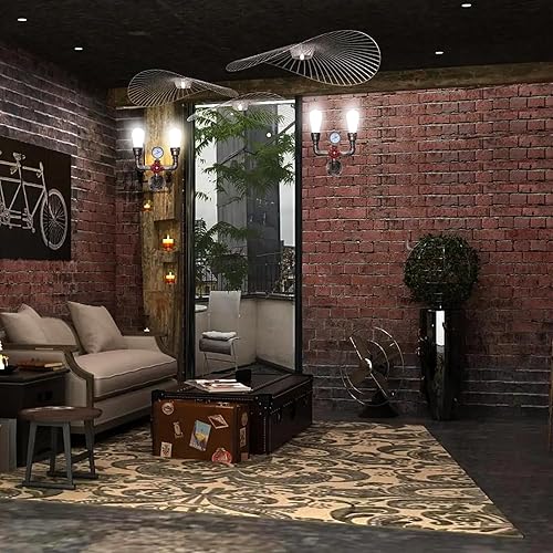 Miniatura 6 de XEYOU Lámpara de pared retro, estilo vintage industrial steampunk, 2 luces, estilo tubería de agua de metal, lámpara de montaje en pared, lámpara