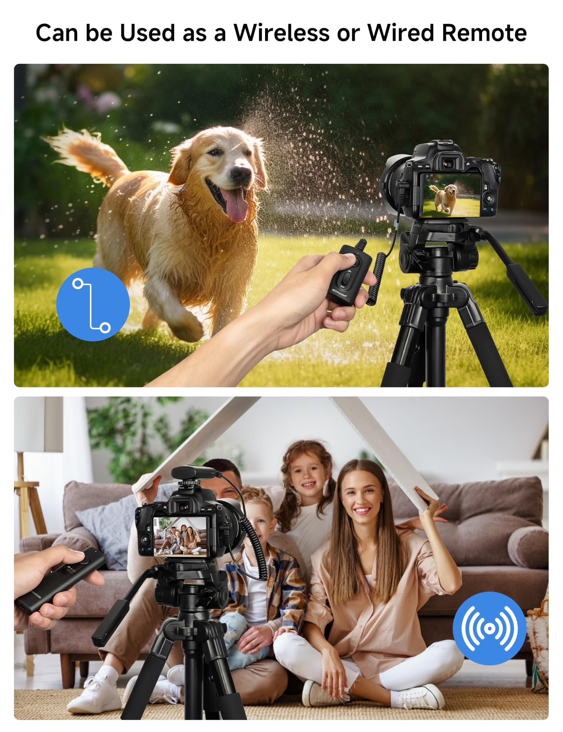 PROfezzion Fotocamera Set di Telecomando Senza Fili per Canon Nikon Fujifilm Fuji Sony Olympus Panasonic Fotocamere DSLR Fotografica