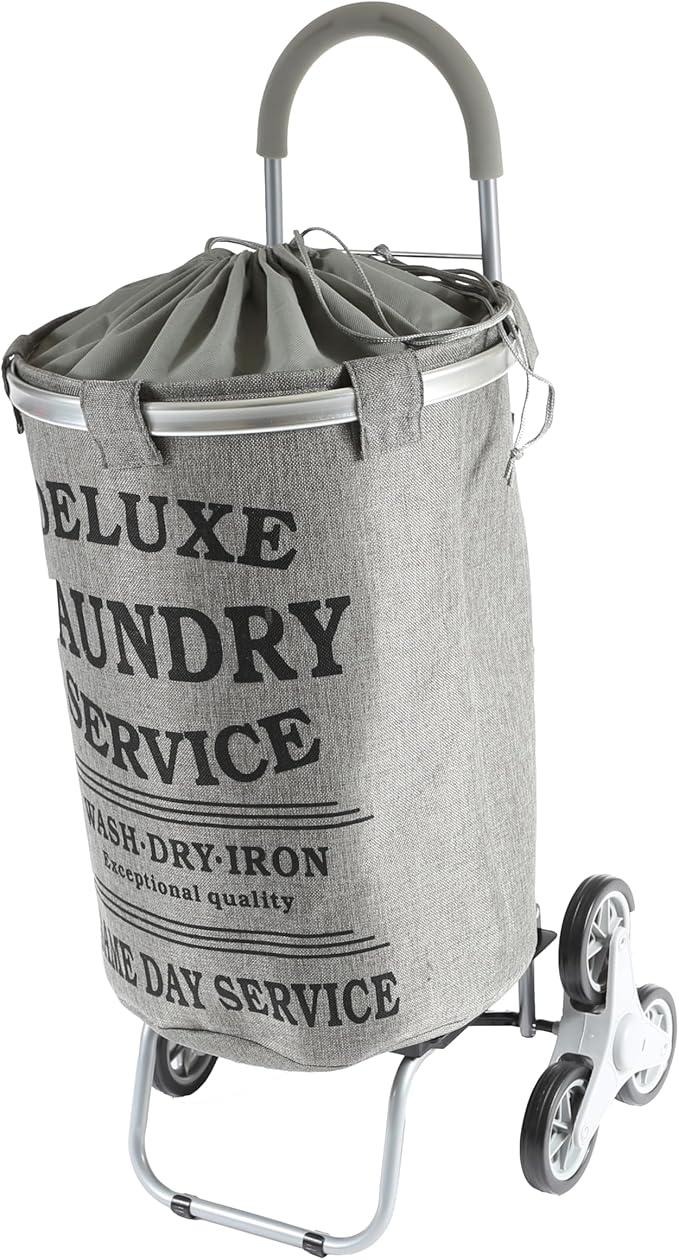 DBEST Produkte Treppensteiger Laundry Trolley Dolly Warenkorb, grau grau